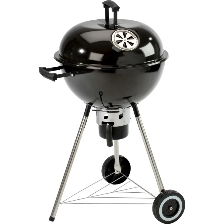 LANDMANN Holzkohlegrillchef Kugelgrill mit Aschetopf, Ø 43cm Grillfläche, schwarz 92 cm Arbeitshöhe, für 6 Personen, Emaille, verchromt