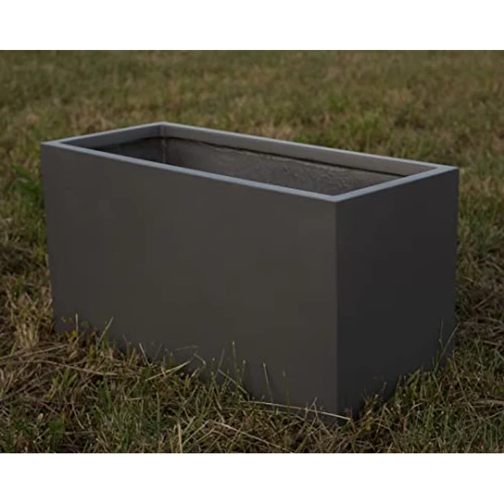 Elegant Einrichten Pflanztrog Pflanzkübel, anthrazit metallic, 84x30x40cm, robustes Fiberglas mit edler Metallic-Optik – Bild 3
