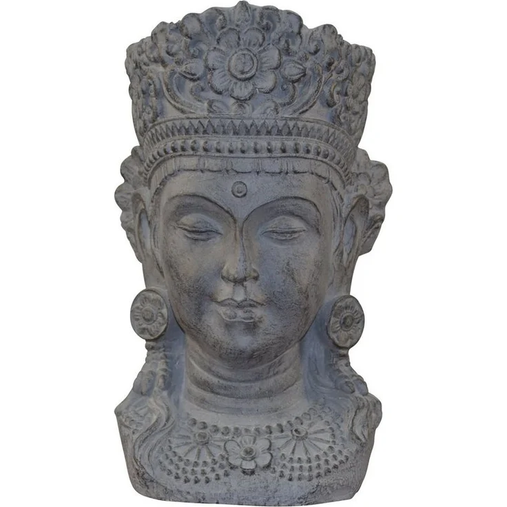 moebel-direkt-online Pflanzkübel Buddhakopf, Polyresin grau lackiert mit Pflanzeinsatz ø 16,5 cm, Höhe 15 cm