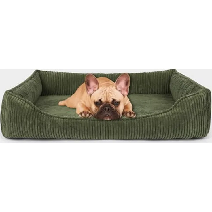 PAW WOW Anton Hundebett | Orthopädisches Hundebett für mittelgroße und große Hunde (Olive, 100x70cm)