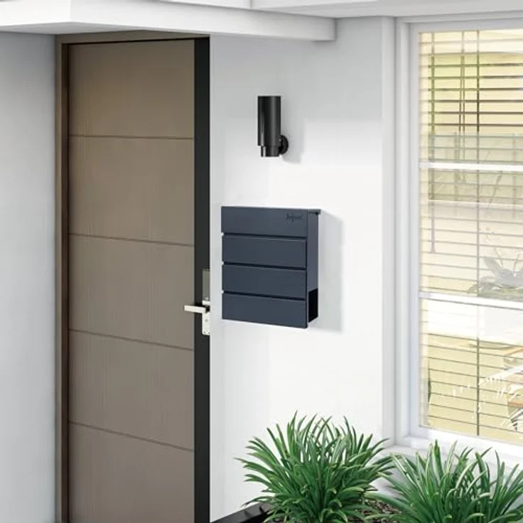 Zelsius Briefkasten Straight mit Zeitungsfach | Postbox in RAL7016 Anthrazit | integrierter Soft-Close-Effekt | Wand- oder Ständermontage | Briefbox, Wandbriefkasten, Postkasten, Mailbox, Letterbox – Bild 2