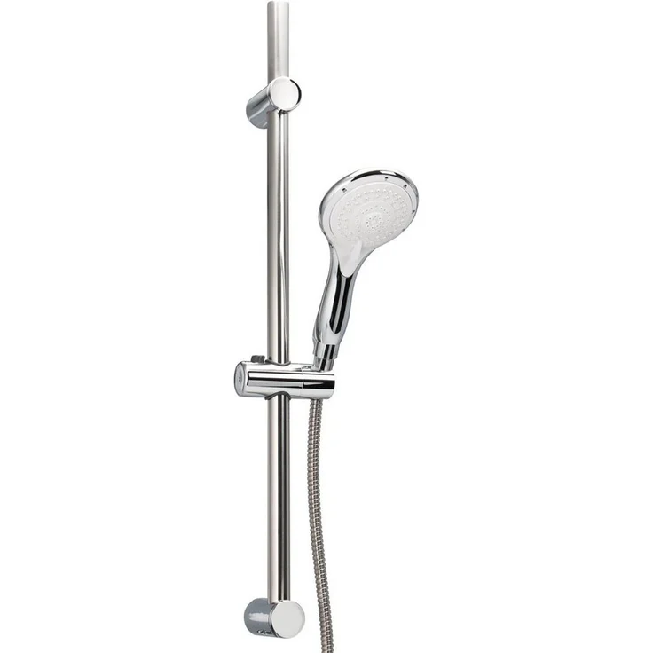 bremermann Brausegarnitur Brausestangenset, inkl. Brause, Brauseschlauch 1,75 m und Stange, multifunktionaler Brausekopf mit 5 Strahlarten, Edelstahl-Rohr, chrom – Bild 1