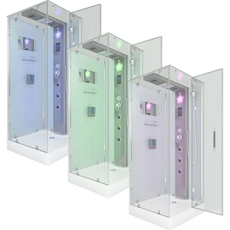 SeniorBad GmbH Dampfdusche Duschtempel Sauna Dusche Duschkabine D38-00R2-EC 80x80 cm, weiß, mit Regendusche, Handbrause und Rückenmassagedüsen – Bild 9