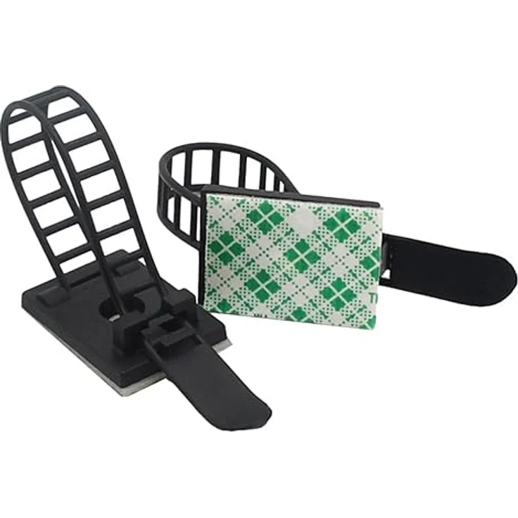 Bayli 10 Stück verstellbare Kabelhalter selbstklebend Schwarz - Kabelführung 17,5x24,5mm Büro Kabel Organizer – Bild 1