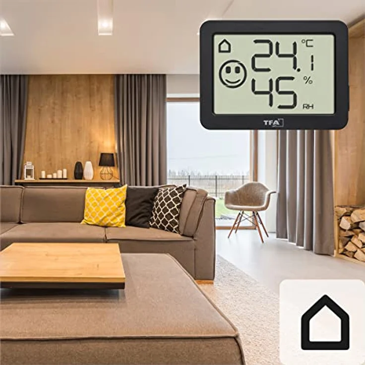 TFA Dostmann Mini Thermo-Hygrometer digital, 30.5055.01, Innentemperatur und Luftfeuchtigkeit, zur Raumklimaüberwachung, schwarz – Bild 5