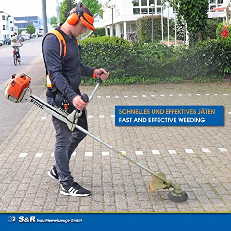 S&R Unkrautbürste 200 mm, 5-teiliges Set mit gezopftem Stahldraht, Kegelbürste für Motorsense zur effektiven Unkraut- und Moosentfernung – Bild 5