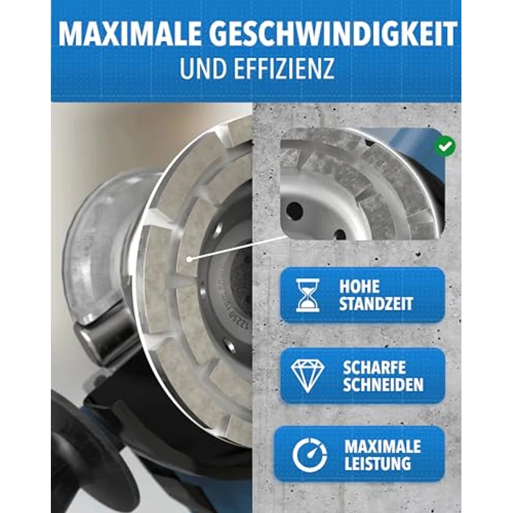 STONE REEF Diamant-Schleiftopf 125 mm für Winkelschleifer, Turbo-Schleifscheibe für Beton, Stein & Mörtel, trocken/nass geeignet, hohe Abtragsleistung – Bild 4