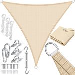 KESSER Sonnensegel Sonnenschutz Windschutz HDPE Gewebe wasserabweisend & windabweisend Dreieck 5-Fach quer vernäht robust & stabil Schattenspender Garten Balkon Terrasse Dreieck, Creme, 5x5x5m