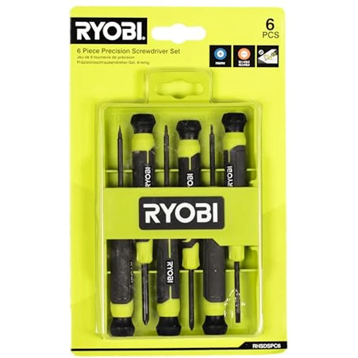RYOBI Präzisionsschraubendreher-Set RHSDSPC6, 6-tlg. mit magnetischen Aufsätzen und drehbarer Kappe für optimale Kontrolle – Bild 5