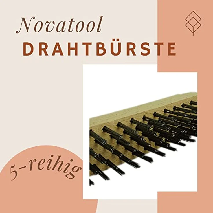 Novatool 2X Drahtbürsten Set, 5-reihig, 27 cm lang mit Holzgriff, für Grillreinigung und hartnäckige Verschmutzungen – Bild 3