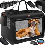 Lovpet® Hundebox Hundetransportbox faltbar Inkl.Hundenapf S 49,5x34,5x35cm Transporttasche Hundetasche Transportbox für Haustiere, Hunde und Katzen Haustiertransportbox Schwarz