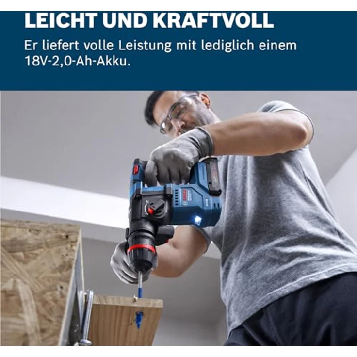 Bosch GBH 18V-18, Akku-Bohrhammer mit SDS plus, KickBack Control, bürstenloser Motor, 18V-2,0-Ah Akku, Vibration Control – Bild 4