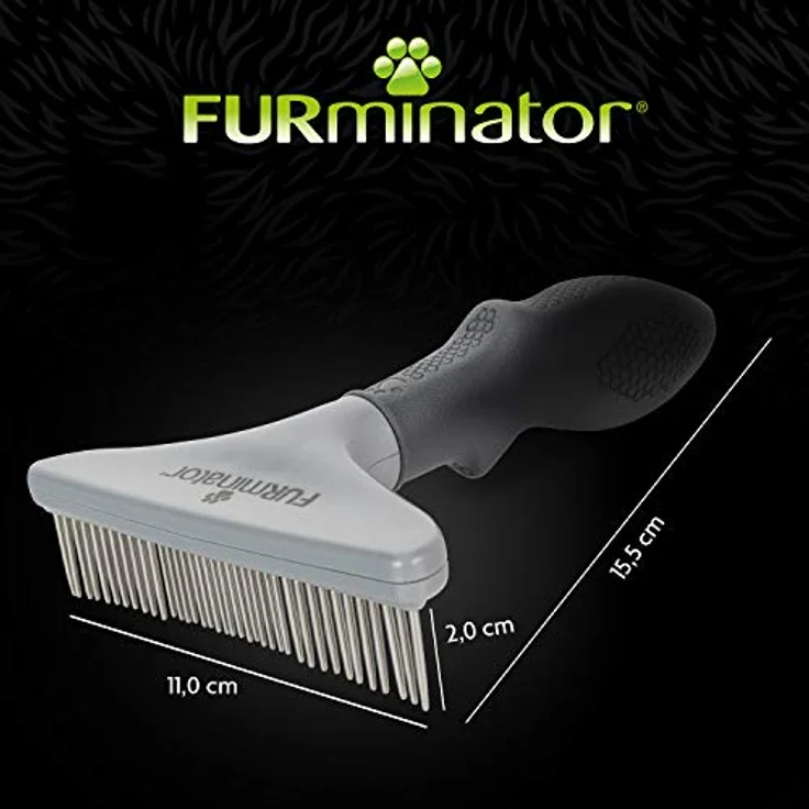 Furminator Harkenkamm für langhaarige Hunde und Katzen - Bürste zur Vorbeugung von Knoten und verfilzten Haaren, ergonomischer rutschfester Griff – Bild 4