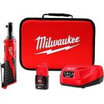 Milwaukee M12IR-201B, M12 Compact Impact Ratsche mit 2Ah Li-Ion Akku, Ladegerät und weicher Tasche, rot