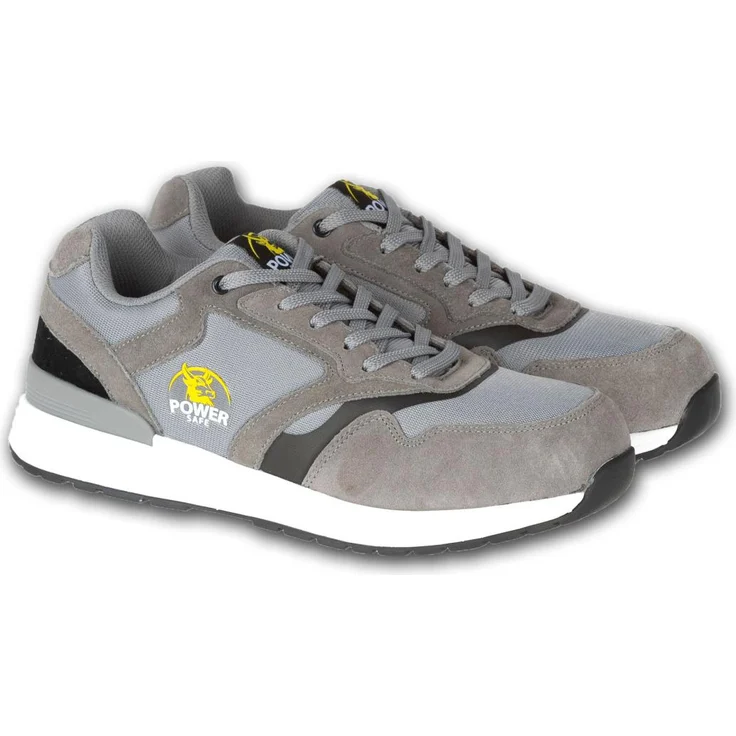 Power Safe Sicherheitssneaker Chris S1P, Veloursleder mit Stahlkappe, grau schwarz, rutschfest und durchtrittsicher