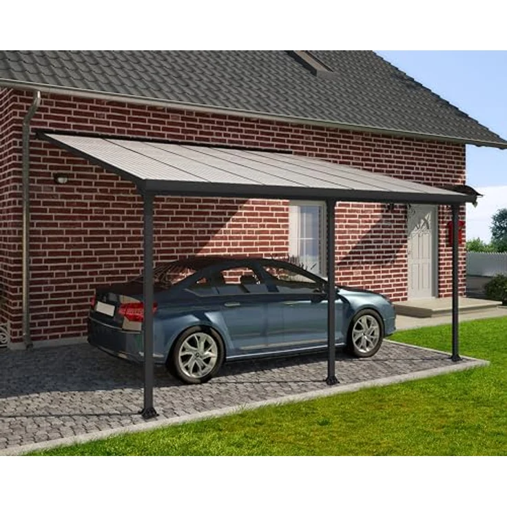 Canopia by Palram Terrassenüberdachung Alu Feria 4X4.2 Polycarbonat Hohlkammerplatten Pergola 425 x 385 cm Grau zur Überdachung ihrer Terrasse – Bild 3