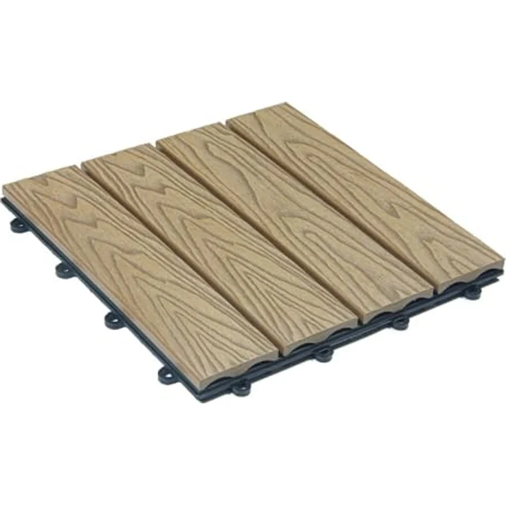 Home Deluxe WPC Klickfliesen BAVARO PREMIUM, 10 m² Teak - Holzoptik, pflegeleicht und wetterbeständig, Klicksystem für einfache Verlegung – Bild 1