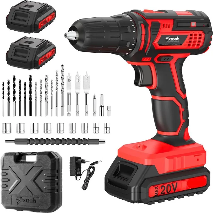 Casals CID2051BCA, 20V Akku-Bohrhammer mit LED-Hintergrundbeleuchtung und zwei Programmen, Schwarz
