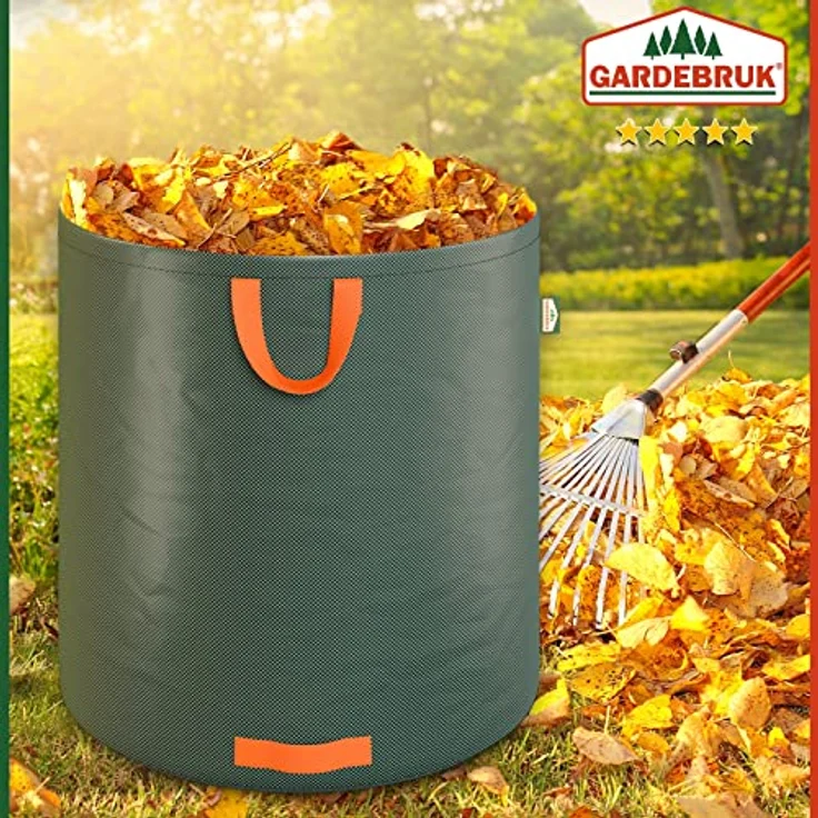 Gardebruk Gartenabfallsack 2 x 500L = 1000L | Gartensack mit Stabilisierungsring | Laubsack wasserabweisend | Gartensäcke faltbar – Bild 2