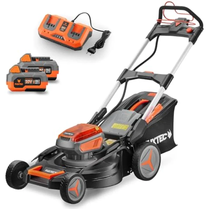 FUXTEC FX-E2RM51 40V Akku Rasenmäher, 51 cm Schnittbreite, 50L Fangkorb, 4-in-1 Funktion, mit 2x 20V Akku und Frontbumper – Bild 1