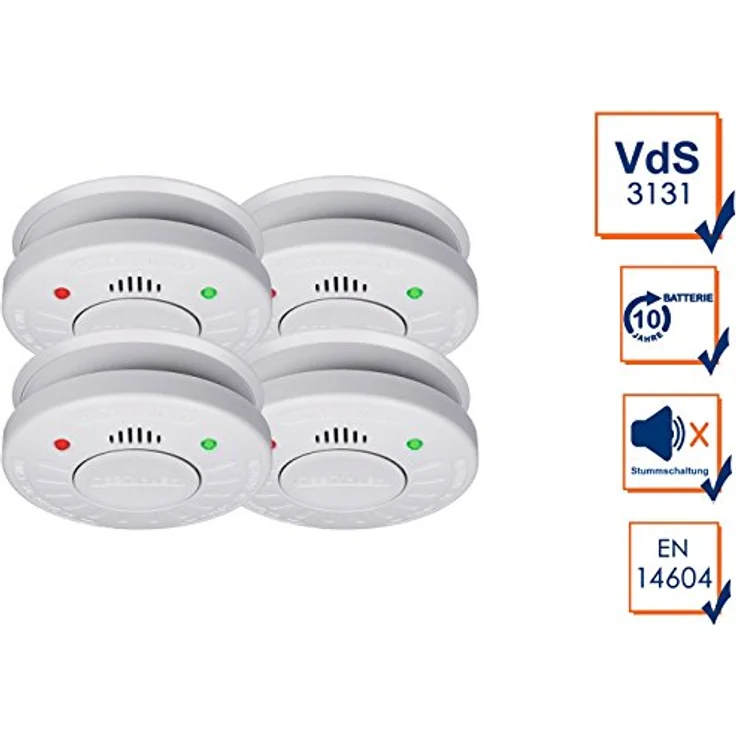 4er-Set SMARTWARES Rauchmelder mit 10 Jahres Batterie - VdS Zertifiziert + Stummschaltfunktion – Bild 2