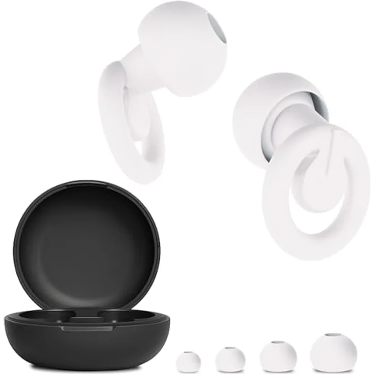 CUXCES Noise Cancelling Ohrstöpsel, Gehörschutz mit 21 dB Lärmdämpfung, 4 Größen, hypoallergenes Silikon, Weiß – Bild 1