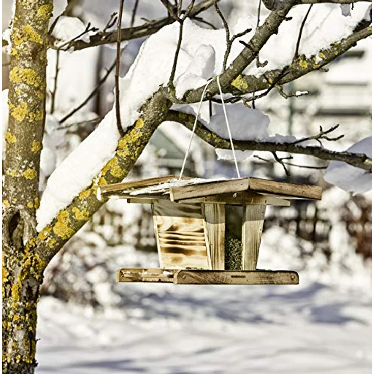 Windhager Vogelfuttersilo Chalet, Vogelhaus, Futterhaus, Vogelhäuschen, Vogelfutterstation zum Aufhängen, Vogel-Silo, 06910, Holz, 19.5 x 24.5 x 31.5 cm – Bild 3