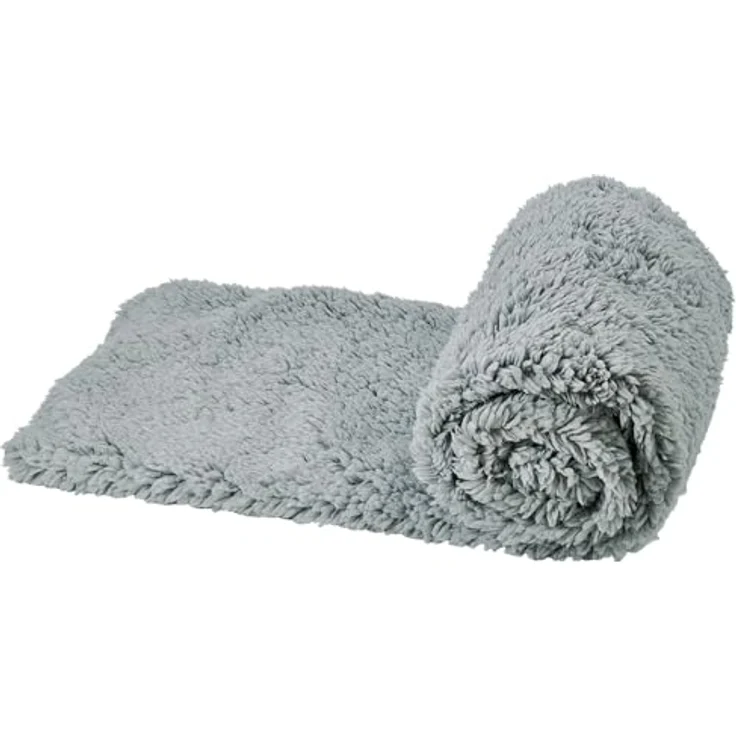 Nobby Liegedecke Teddy Classic, kuscheliges Teddy-Fleece, extra warm, hellgrau, 70 x 100 cm – Bild 1