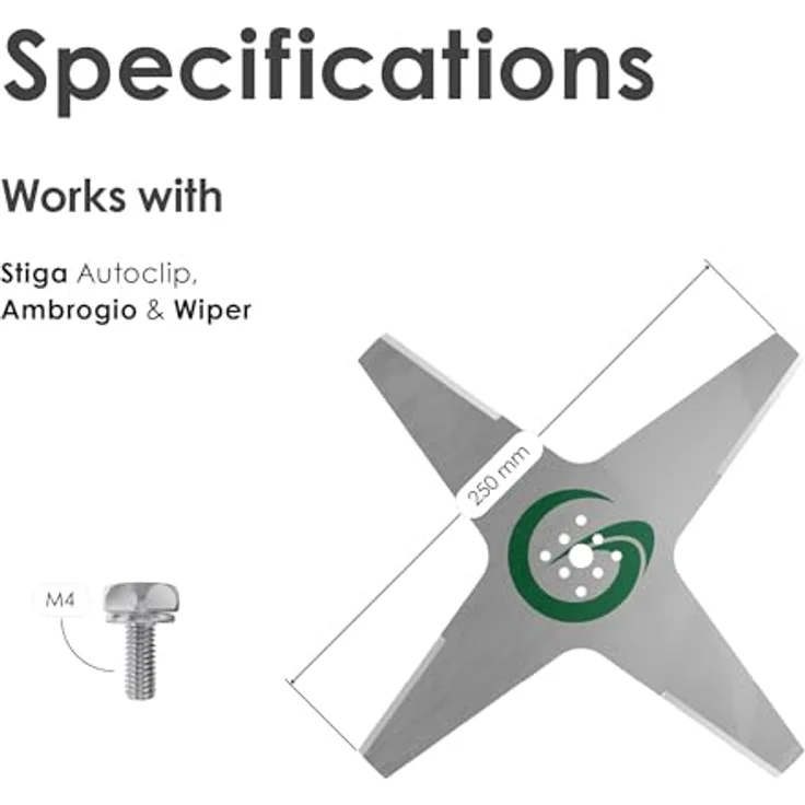 Grimsholm Green Ersatzmesser für Mähroboter, 25 cm Federstahl, passend für Stiga Autoclip, Ambrogio & Wiper, inkl. 4 Schrauben – Bild 4