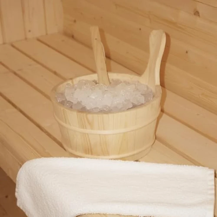 HOME DELUXE Sauna Outdoor Sauna CUBE DELUXE L - Größenauswahl, BxTxH: 220 x 194 x 185 cm, 38,00 mm, Fichtenholz, inkl. 8 kW Saunaofen & Saunazubehör - Gartensauna, Asphaltdach, Sicherheitsglas – Bild 8