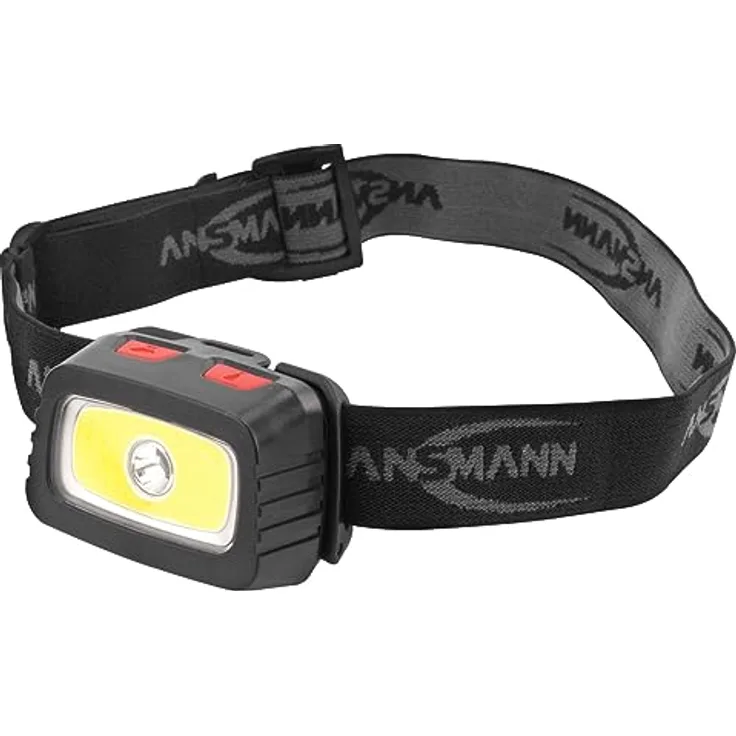 Ansmann Headlight HD200B, batteriebetriebene Kopfleuchte mit 3W LED und schwarzem Gehäuse