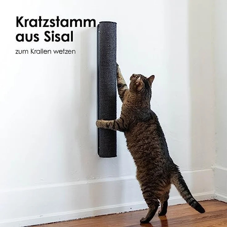 LucyBalu® CATWALK Katzen Kratzstamm für die Wand | Kratzbaum zur Wandmontage | Katzen Kletterwand Kratzmöbel | Kratzsäule für Katzen aus Sisal | Wandkratzbaum | Naturkratzbaum | Sisalstamm | Anthrazit – Bild 2