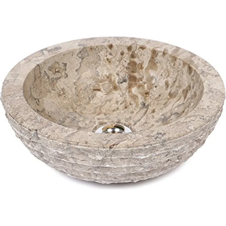 wohnfreuden Marmor Waschbecken 015 MINI, rundes Aufsatzwaschbecken aus handgearbeitetem Marmor, grau, 30 cm – Bild 9