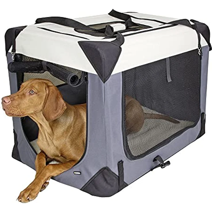 Kerbl 80599 Transportbox Journey, 91 x 63.5 x 63.5 cm, grau/beige – Bild 3