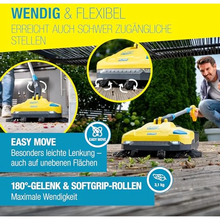 Gloria Haus und Garten EasySweep 18V Akku Kehrmaschine, 40 cm Arbeitsbreite, vielseitig für Innen- und Außenbereiche – Bild 5