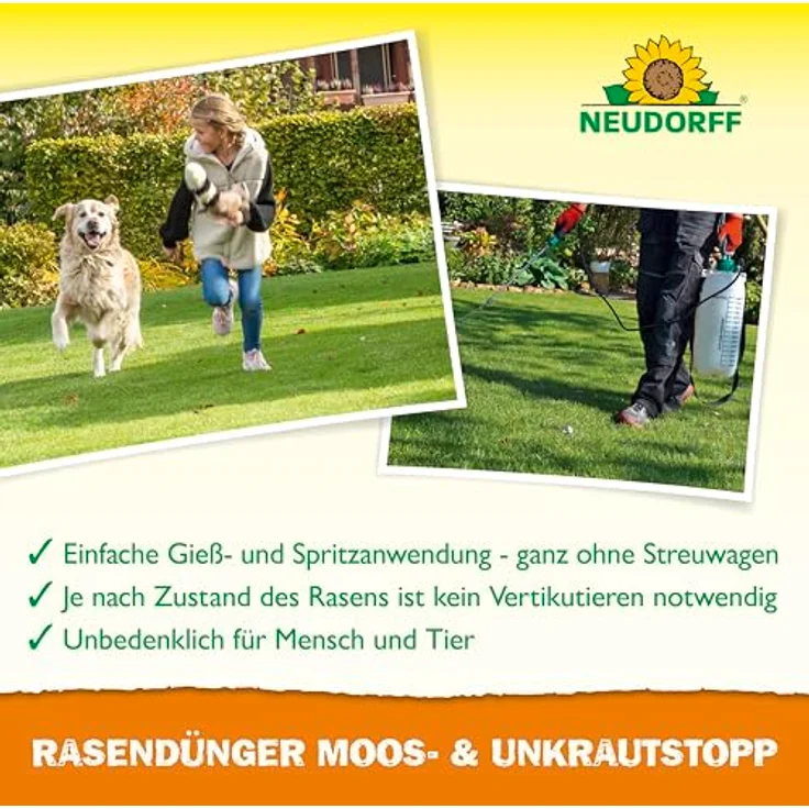 Neudorff Rasendünger Moos-&UnkrautStopp, 1 l, einfache Spritzanwendung ohne Streuwagen – Bild 4