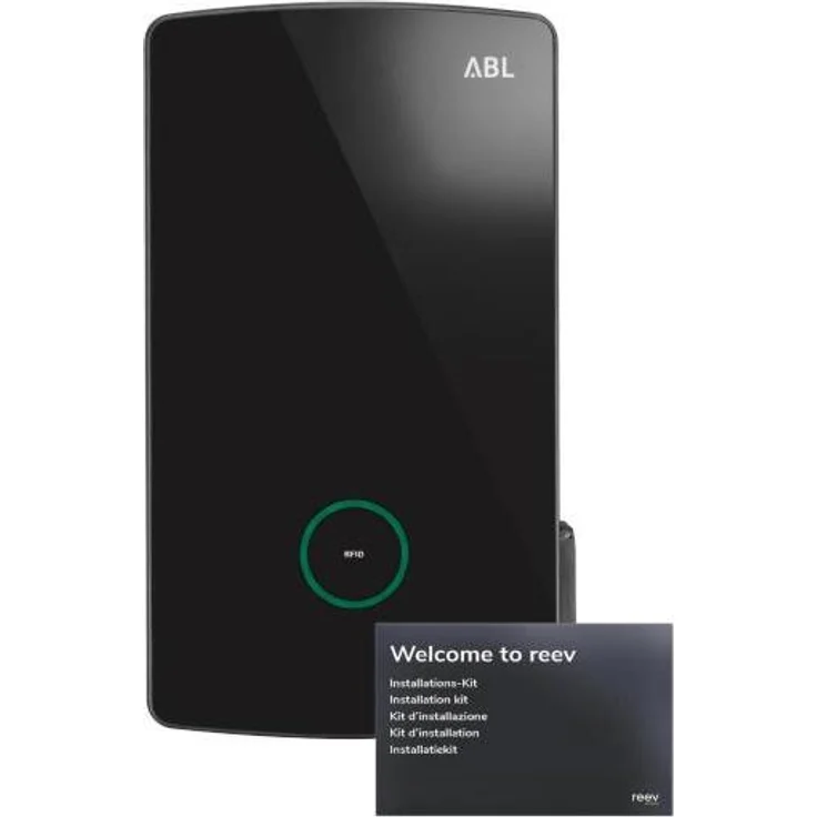 ABL eM4 Single, Elektroauto Ladestation Typ 2, 22 kW, fest verdrahtet, IP55, RFID Zugangsschutz, intelligente App-Konfiguration