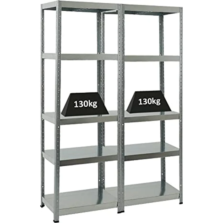 PROREGAL Mega Deal 2er-Sparset Metallregal Steel Eagle 180x60x40cm Fachlast 130kg Verzinkt Schwerlastregal, Küchenregal, Kellerregal, Steckregal, Garagenregal, Lagerregal – Bild 1