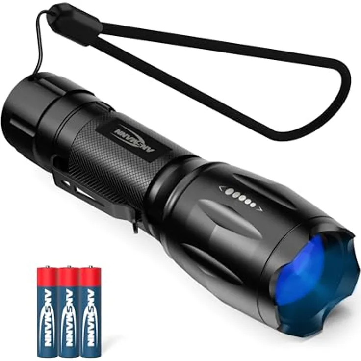 Ansmann ANSMANN Taschenlampe, UV-Lampe, LED-Leuchte, 400nm, stufenlos fokussierbar, 4 Lichtmodi, Schwarz