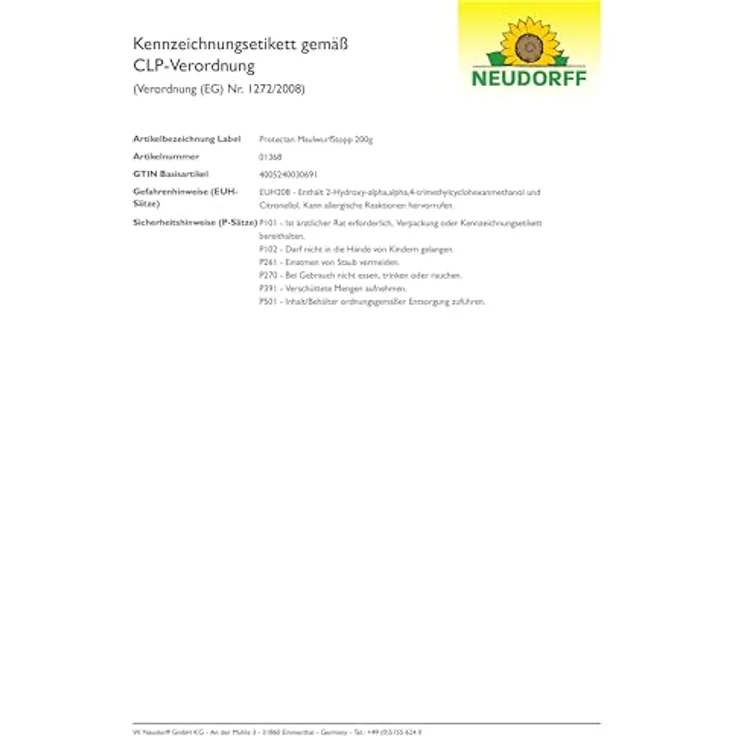 Neudorff Protectan MaulwurffStopp – Maulwurfvertreibung mit speziellen Duftstoffen, 200 g – Bild 2