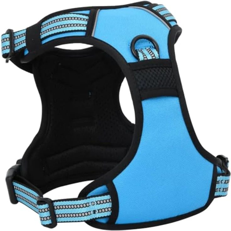 vidaXL Hundegeschirr Reflektierend Verstellbar Blau L, Polyester mit atmungsaktivem Netzgewebe – Bild 5