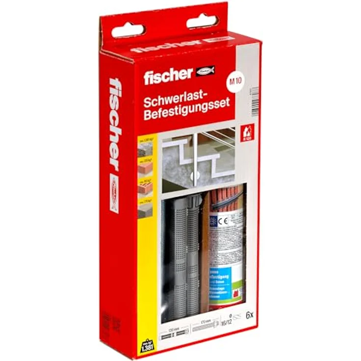 fischer Schwerlast-Befestigungsset 300 T SBS Set M10 - Der vielseitige Injektionsmörtel für Beton und Mauerwerk - Set mit Ankerstangen M 10 und Ankerhülsen - 21 Teile - Art.-Nr. 97807 – Bild 2