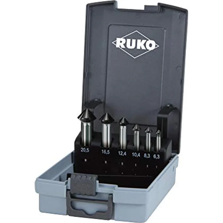 Ruko 102790EPRO Kegel-und Entgratsenker-Satz ULTIMATECUT DIN 335 Form C 90 Grad HSS Co 5 RUnaTEC in ABS-Kunststoffkassette 6,3-20,5 mm