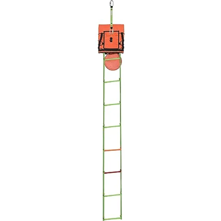 Kratos Safety Rettungsleiter EVA'LAD 2, 6m mit integriertem Sicherungssystem, orange/rot markierte Sprossen