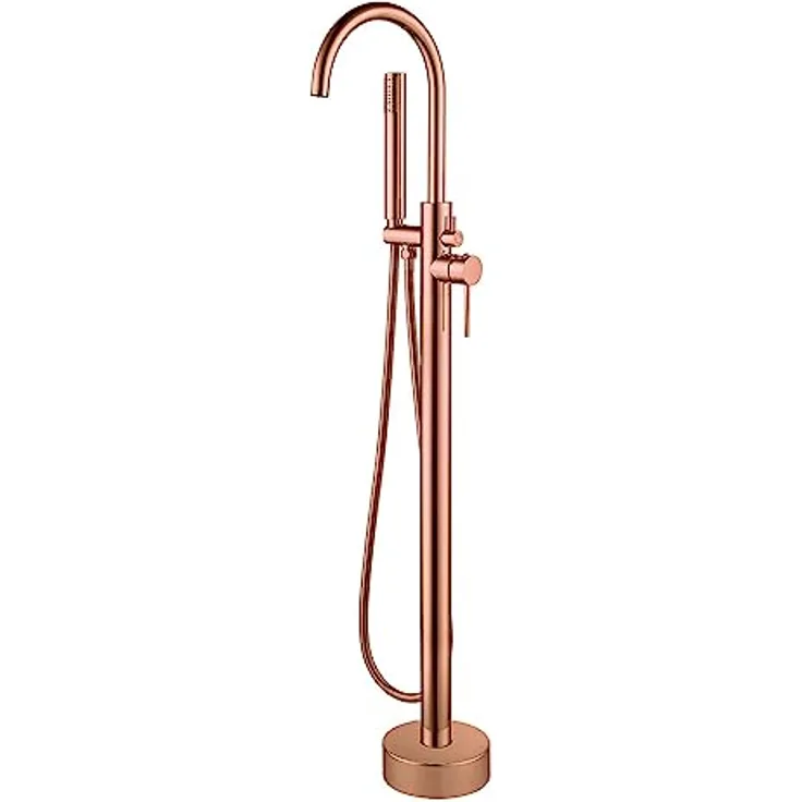 Aloni Duscharmatur CR6057-2BC, Standarmatur für freistehende Badewannen, Kupfer gebürstet, 360° drehbar, inklusive 1,5m Brauseschlauch und Handbrause