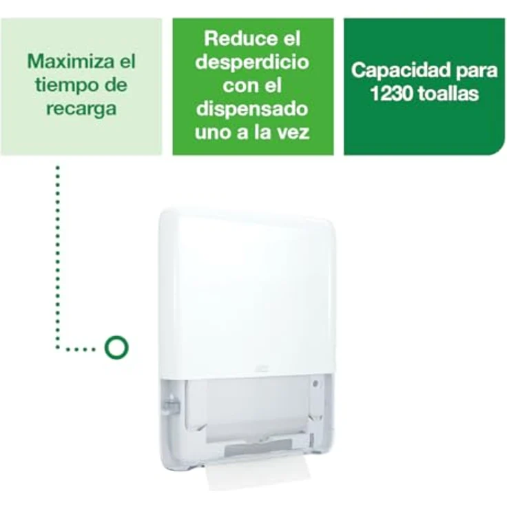 Tork PeakServe Mini-Spender für Endlos Papierhandtücher, hohe Kapazität, weiß, Elevation-Design, 552550 – Bild 4