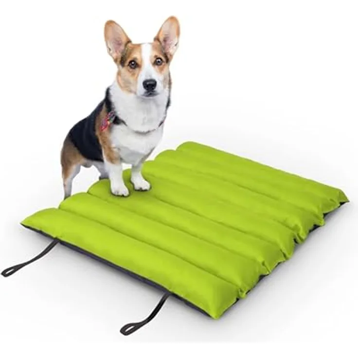 Bestlivings Hundematte 85x70cm (Limette) - Outdoor - wasserabweisend & atmungsaktiv - Hundebett gepolstert - waschbares Hundekissen für draußen