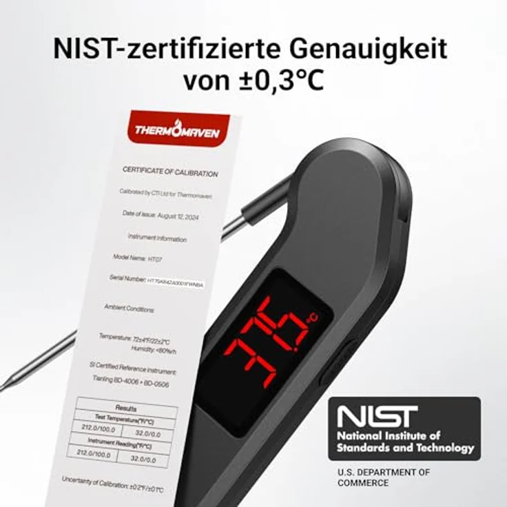 ThermoMaven F1 Stealth, Handthermometer für Grill und Küche, Temperaturbereich -50 °C bis 300 °C, wasserdicht IP67 – Bild 2
