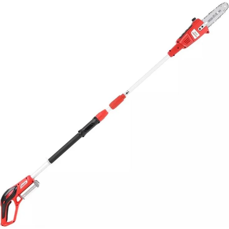 Hecht 9025, Akku Kettensäge mit 20 cm Schwertlänge, teleskopierbar bis 2,5 m, rot