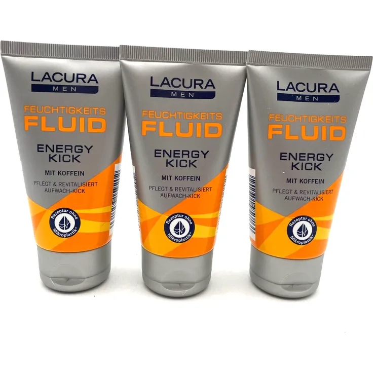 Lacura Men Feuchtigkeits-Fluid Energy Kick 3er-Set mit Koffein, je 75 ml